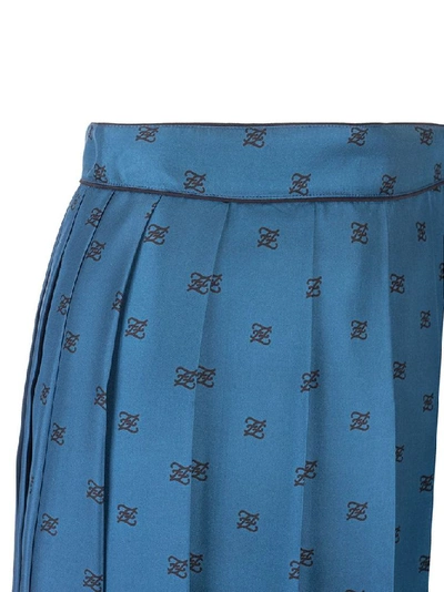 Shop Fendi Women's Blue Silk Skirt