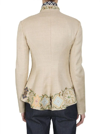 Shop Tory Burch Women's Beige Silk Outerwear Jacket