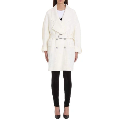 Shop Balmain Women's White Wool Coat