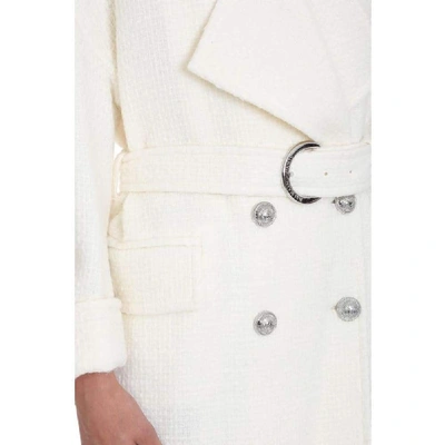 Shop Balmain Women's White Wool Coat