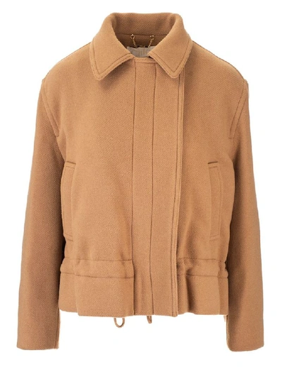 Shop Chloé Women's Beige Wool Outerwear Jacket