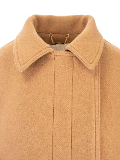 Shop Chloé Women's Beige Wool Outerwear Jacket