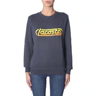 Shop Lacoste Women's Blue Cotton Sweatshirt