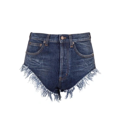 Shop Saint Laurent Women's Blue Cotton Shorts