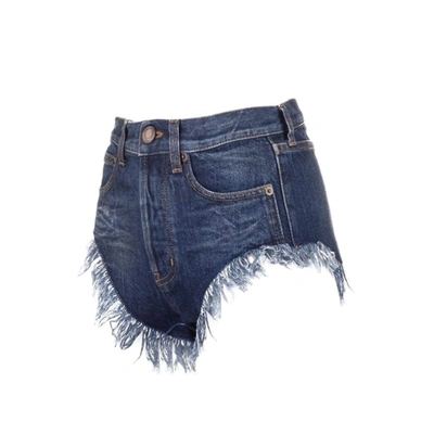 Shop Saint Laurent Women's Blue Cotton Shorts