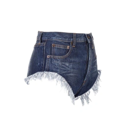 Shop Saint Laurent Women's Blue Cotton Shorts