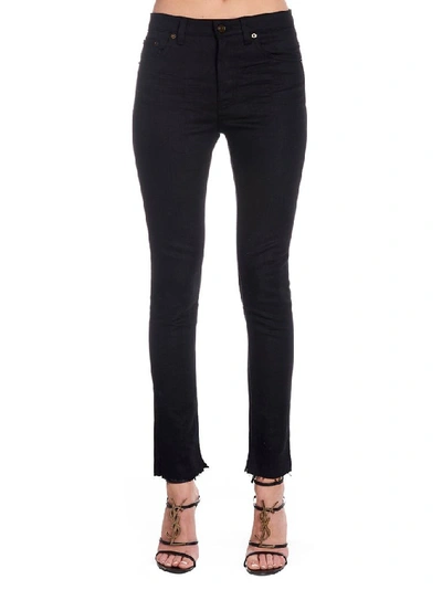 Shop Saint Laurent Women's Black Cotton Jeans