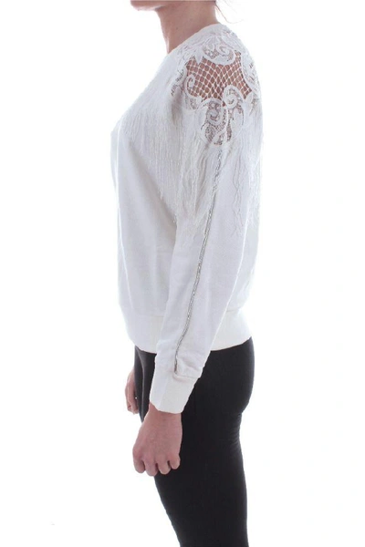 Shop Pinko Women's White Cotton Sweatshirt