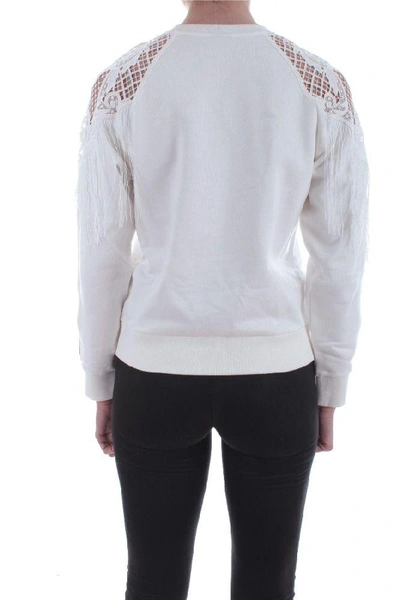 Shop Pinko Women's White Cotton Sweatshirt