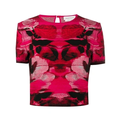 Shop Alexander Mcqueen Women's Red Silk T-shirt