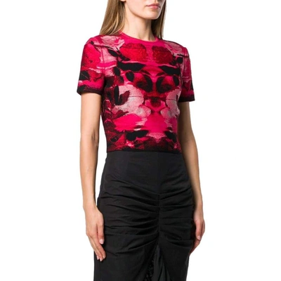 Shop Alexander Mcqueen Women's Red Silk T-shirt