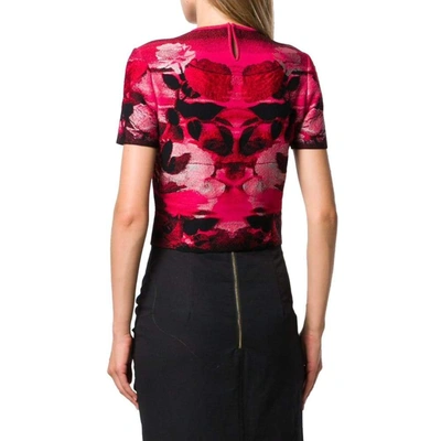 Shop Alexander Mcqueen Women's Red Silk T-shirt