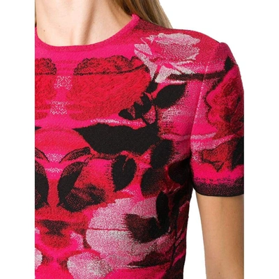 Shop Alexander Mcqueen Women's Red Silk T-shirt