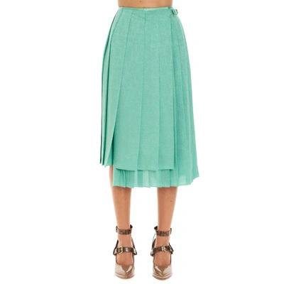 Shop Fendi Women's Green Silk Skirt