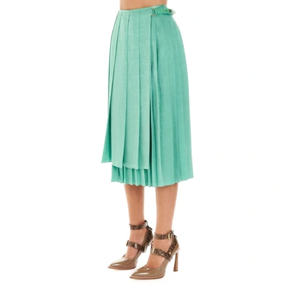 Shop Fendi Women's Green Silk Skirt