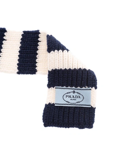 Shop Prada Women's Blue Wool Scarf