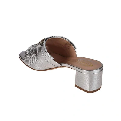 Shop Tod's Women's Silver Leather Sandals