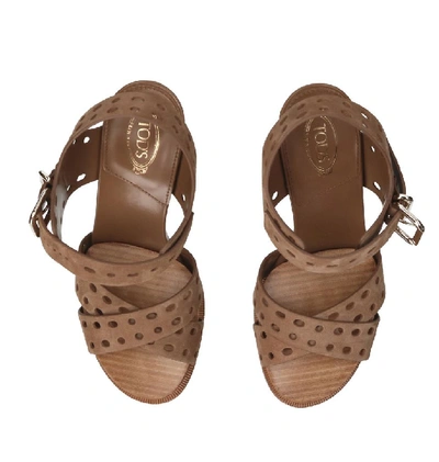 Shop Tod's Women's Brown Suede Sandals