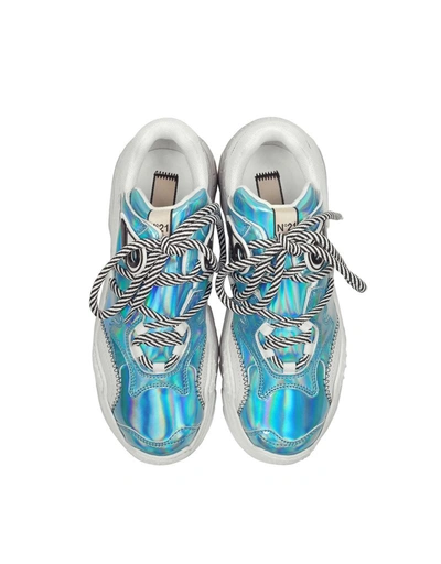 Shop N°21 Women's Light Blue Leather Sneakers