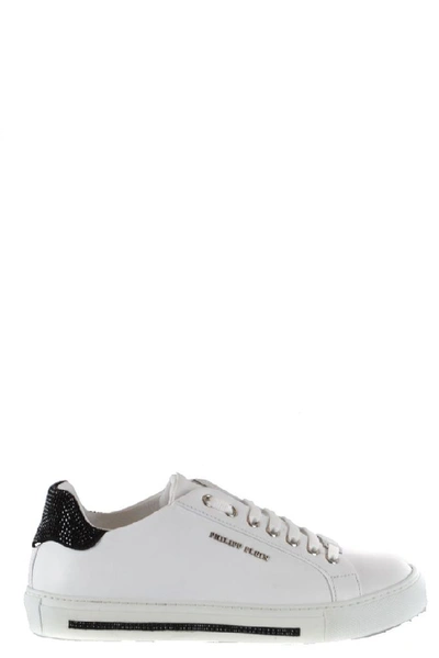 Shop Philipp Plein Women's White Leather Sneakers