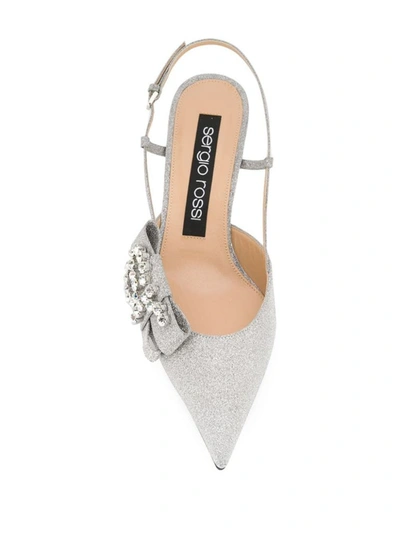 Shop Sergio Rossi Women's Silver Leather Heels