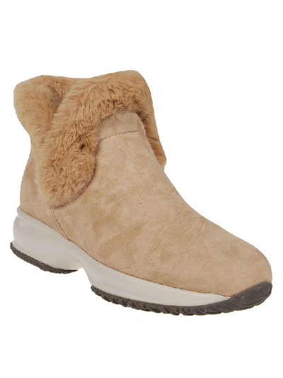 Shop Hogan Women's Beige Suede Ankle Boots