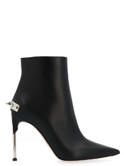 Shop Alexander Mcqueen Women's Black Leather Ankle Boots