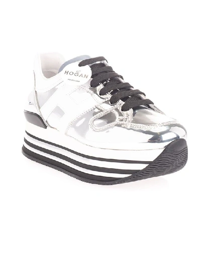 Hogan Women's Silver Leather Sneakers | ModeSens
