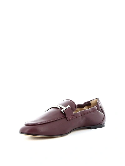 Shop Tod's Women's Burgundy Leather Loafers
