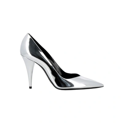 Shop Saint Laurent Women's Silver Leather Pumps