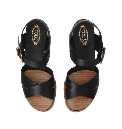 Shop Tod's Women's Black Leather Sandals