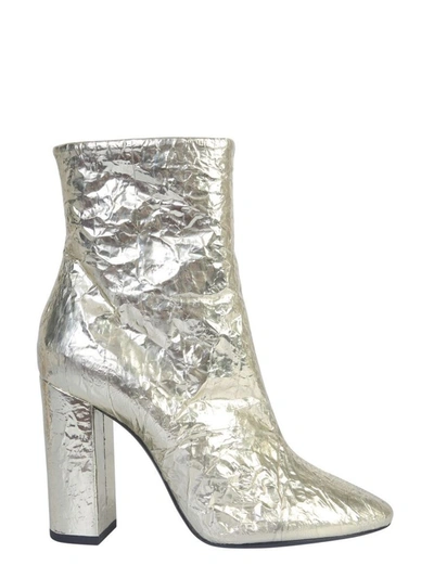 Shop Saint Laurent Women's Gold Polyamide Ankle Boots