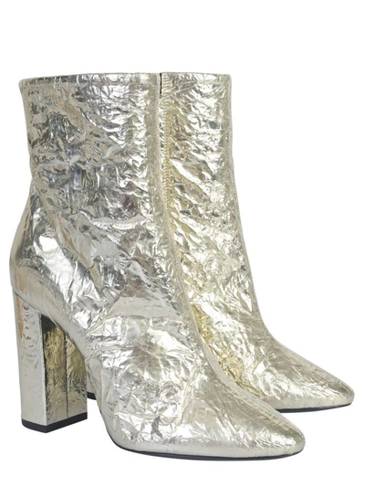 Shop Saint Laurent Women's Gold Polyamide Ankle Boots