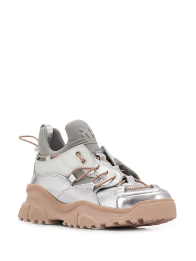 Shop Pinko Women's Silver Polyester Sneakers