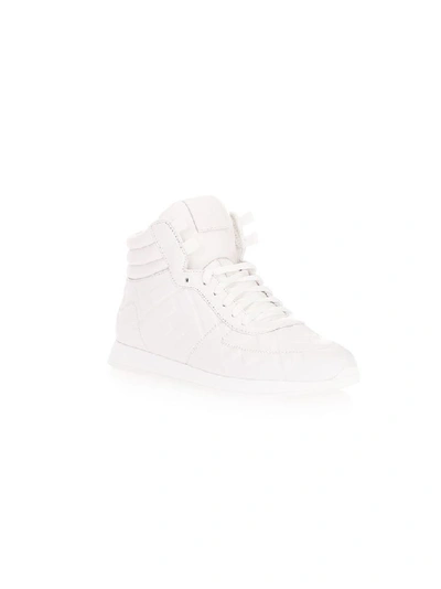 Shop Fendi Women's White Leather Hi Top Sneakers