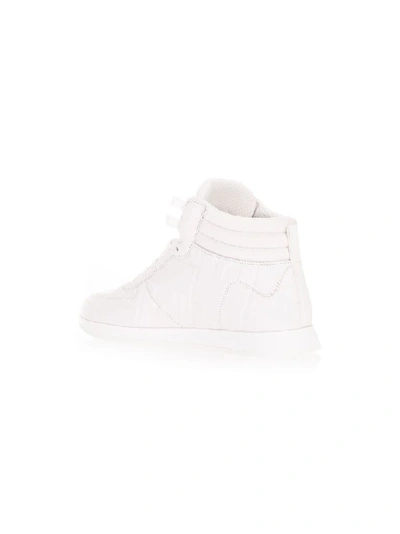 Shop Fendi Women's White Leather Hi Top Sneakers