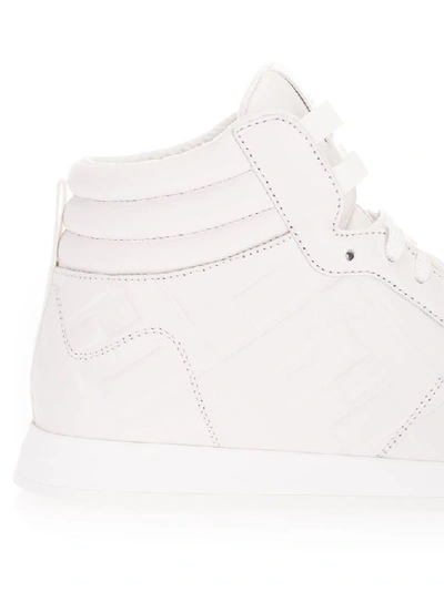 Shop Fendi Women's White Leather Hi Top Sneakers