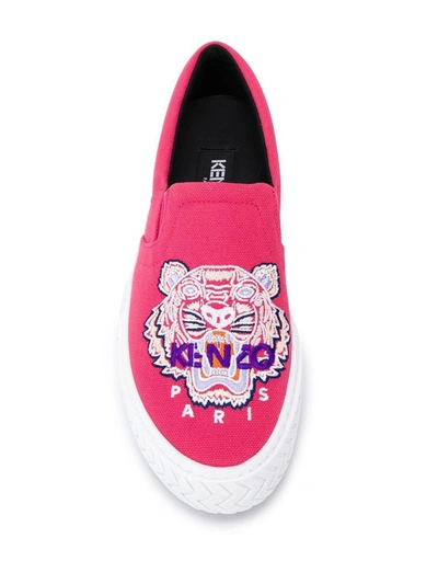 Shop Kenzo Women's Fuchsia Cotton Slip On Sneakers