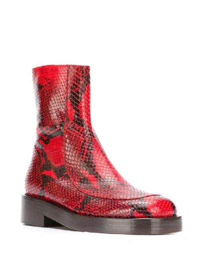 Shop Marni Women's Red Leather Ankle Boots