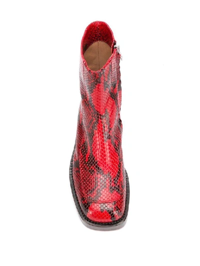 Shop Marni Women's Red Leather Ankle Boots