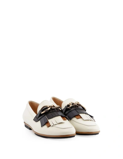 Shop Tod's Women's White Leather Loafers