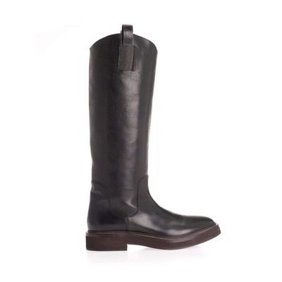 Shop Brunello Cucinelli Women's Black Leather Boots