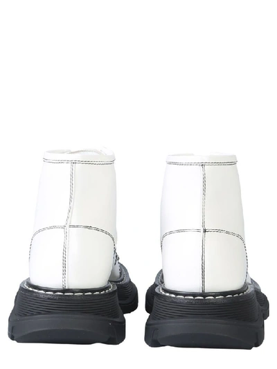 Shop Alexander Mcqueen Women's White Leather Ankle Boots