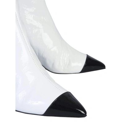 Shop Msgm Women's White Leather Ankle Boots