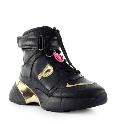 Shop Pinko Women's Black Leather Hi Top Sneakers