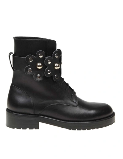 Shop Red Valentino Women's Black Leather Ankle Boots