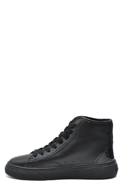 Shop Hogan Women's Black Leather Hi Top Sneakers