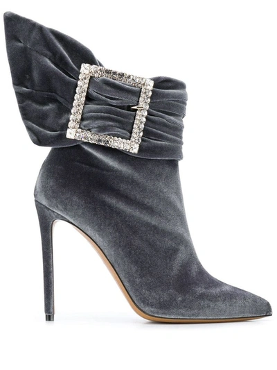 Shop Alexandre Vauthier Women's Grey Leather Ankle Boots