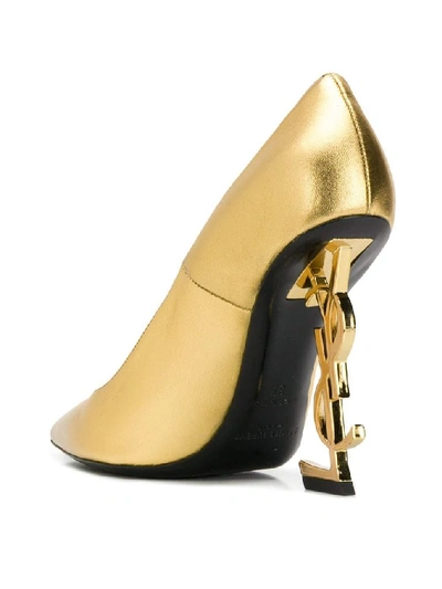 Shop Saint Laurent Women's Gold Leather Pumps