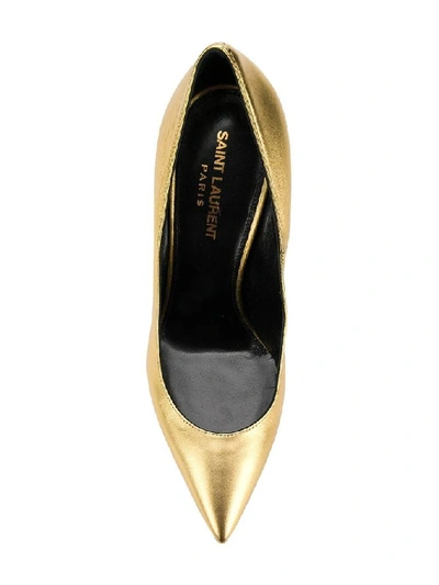 Shop Saint Laurent Women's Gold Leather Pumps